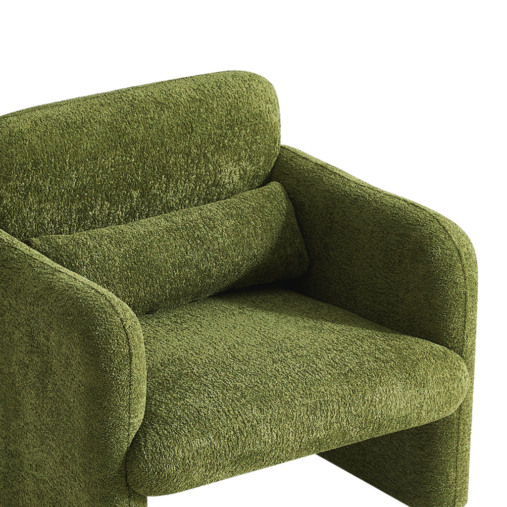 Olive green textured sofa on a white background