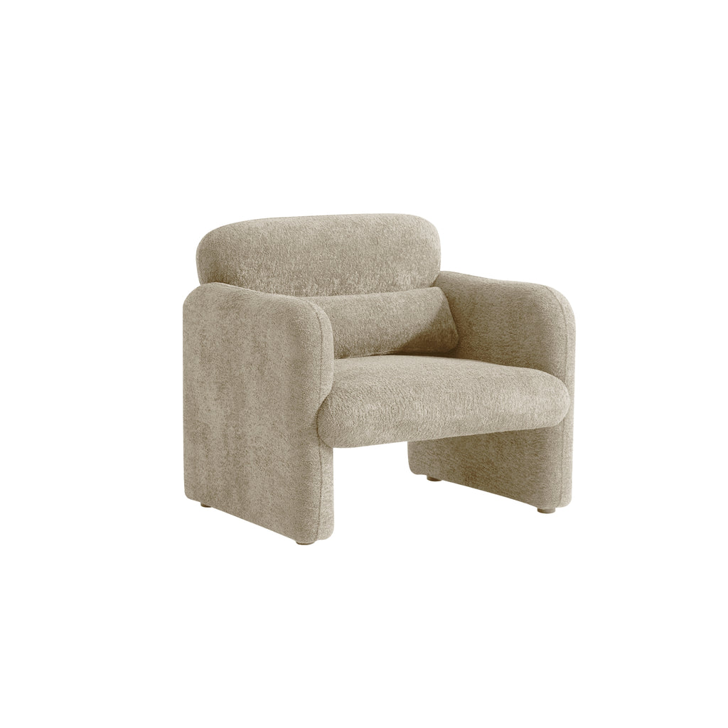 Beige armchair side on a white background