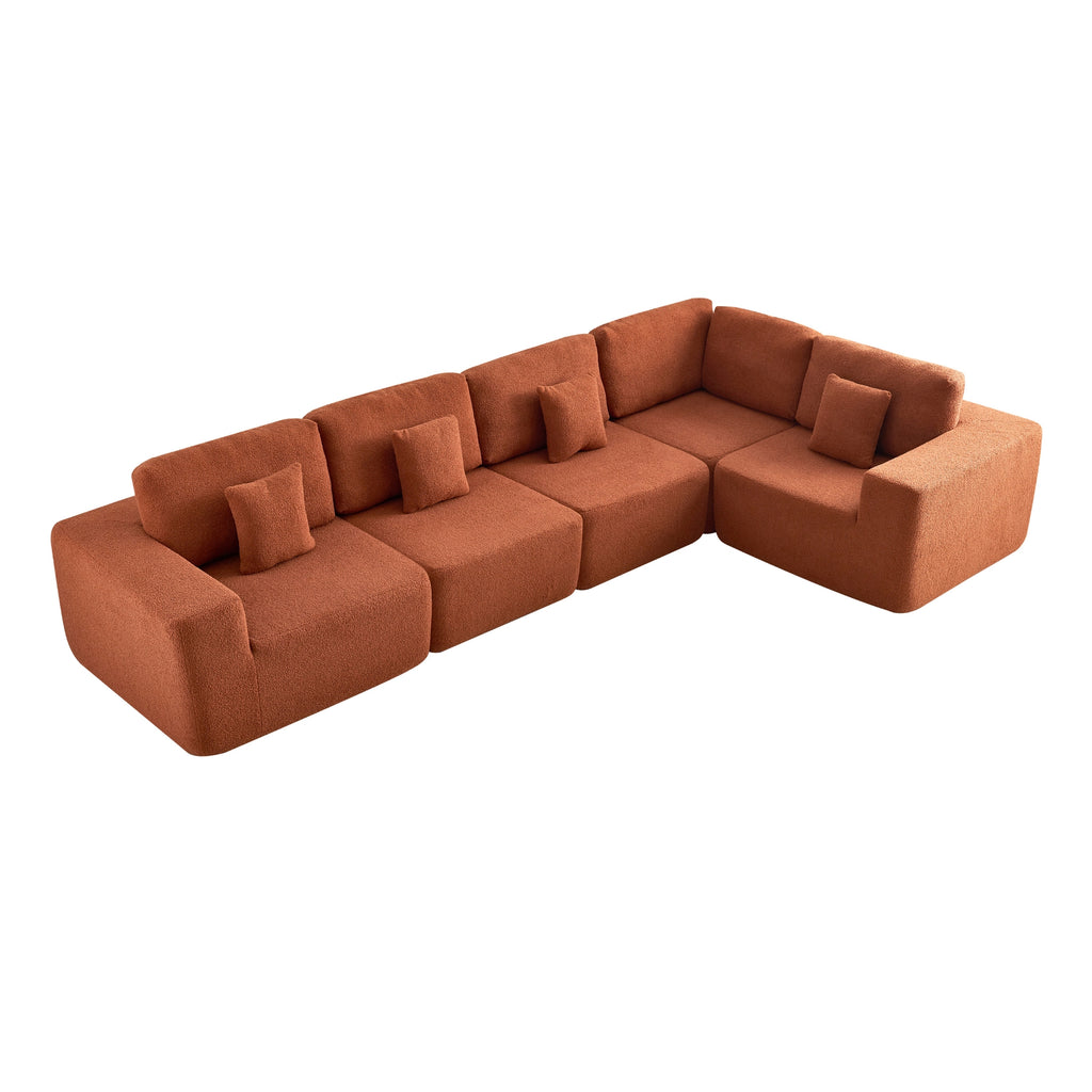 Amber sectional sofa on a white background