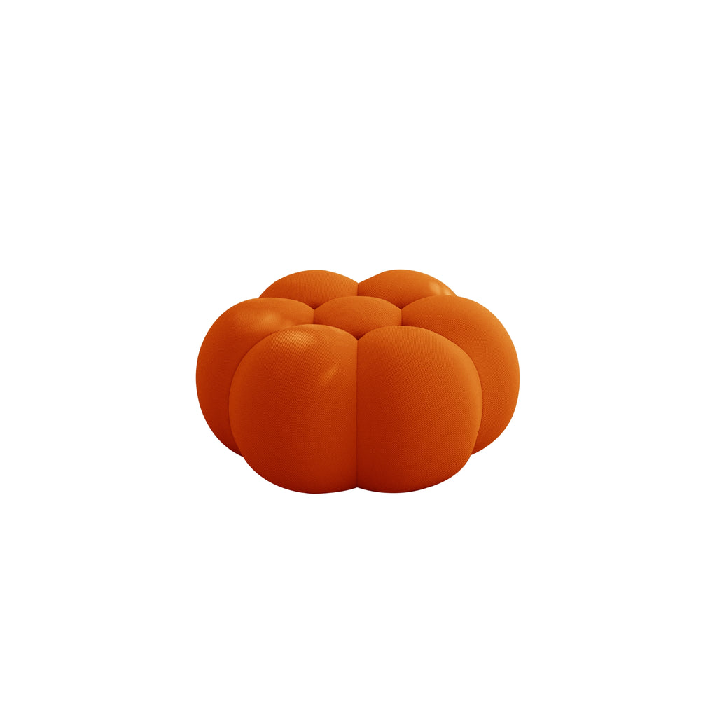 Orange pumpkin-shaped cushion on a white background