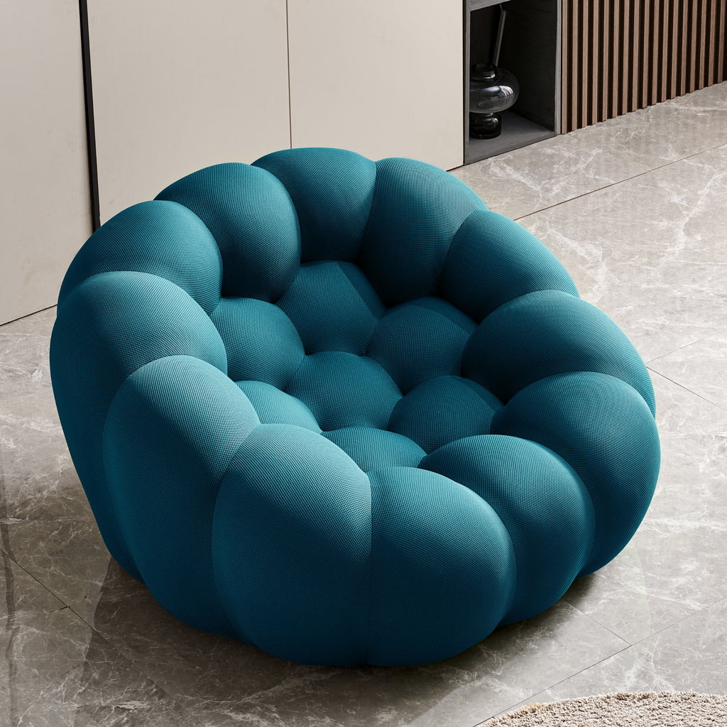 Blue bubble sofa on a marble floor
