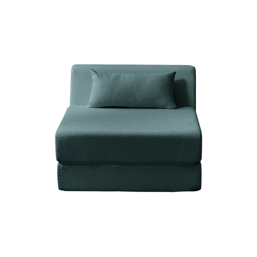 Dark teal sofa bed on a white background