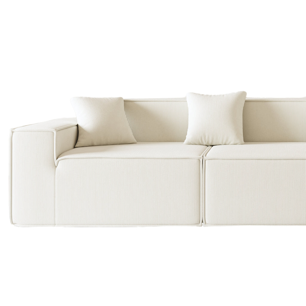 White sofa with cushions on a white background