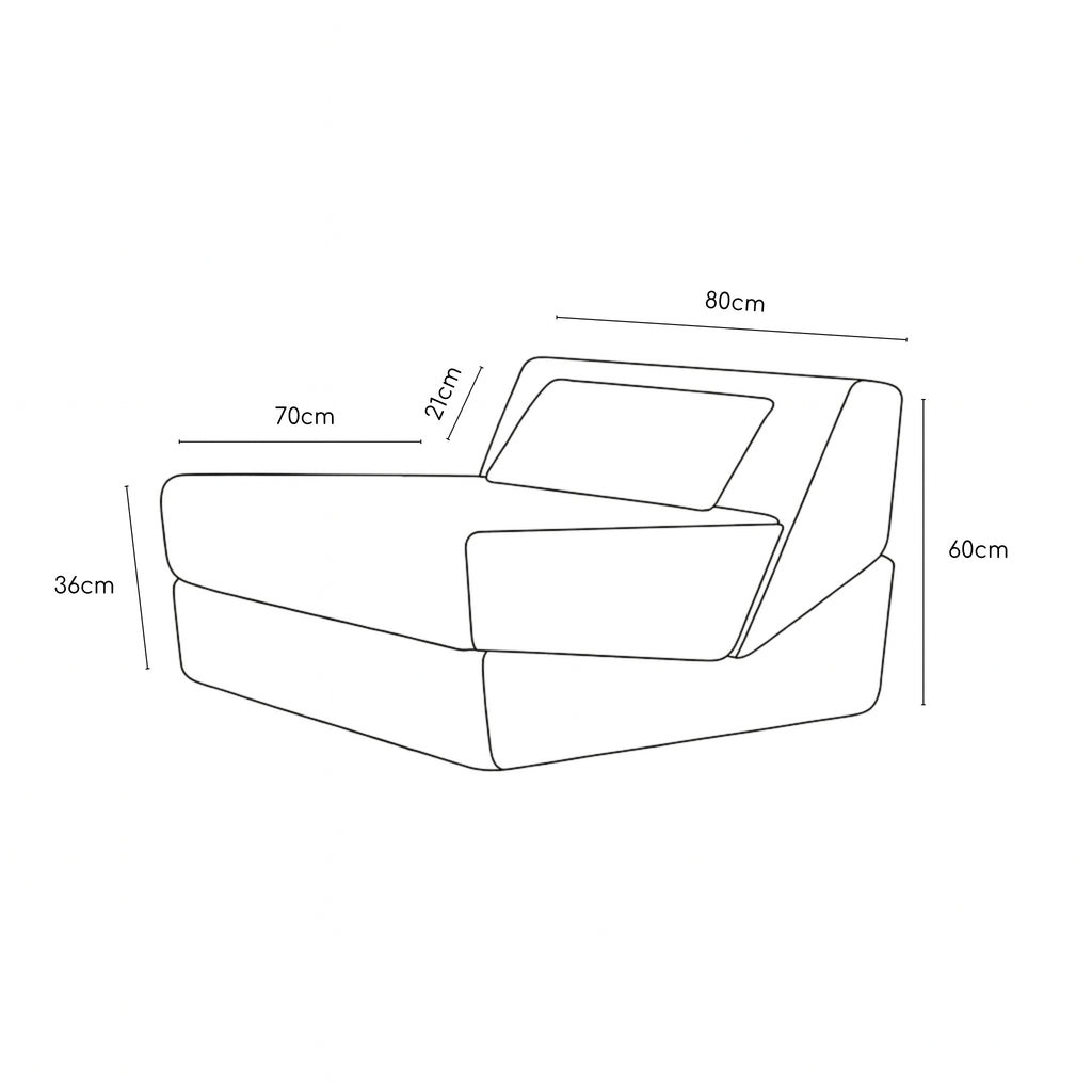 Line drawing of a product with dimensions labelled